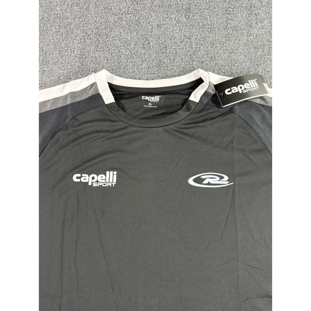 Capelli Sport Mens XL CS-COOL Soccer Training Jersey Black Grey White Stripe NWT - Picture 4 of 7